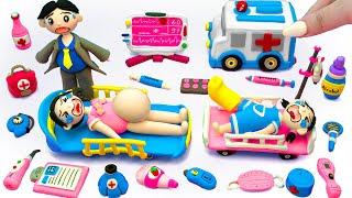 [️claydiy️] Polymer Clay Miniature Doctor Box Set 🩺 Ambulance Playset Newborn BabyCare Tips Tut