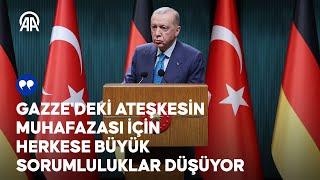 Cumhurbaşkanı Erdoğan: Gazze'deki ateşkesin muhafazası için herkese büyük sorumluluklar düşüyor