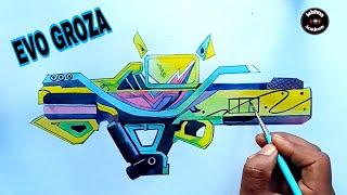 groza EVO gun drawing/free fire groza EVO gun skin drawing/ free fire gun drawing easy/ff drawing