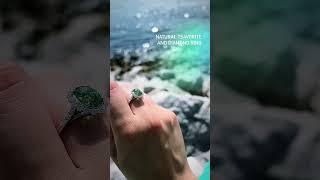 Natural tsavorite and diamond ring, GIA certified, 14k white gold, www.goldaevo.com, #gemstone