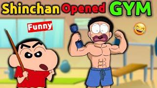 Shinchan And Nobita Opened GYM  ||  Funny Game || Roblox GYM Tycoon