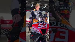 Verstappen jumps on Marc Marquez's Honda!  #HondaRacingThanksDay 