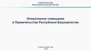 Оперативное совещание в Правительстве Республики Башкортостан: прямая трансляция 12 августа 2024 г.