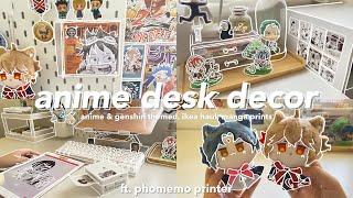  anime desk makeover : aesthetic & genshin themed, ikea haul, manga prints ft. phomemo printer 