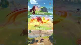 Amber vs Xiangling vs Noelle genshing impact #danigaming #genshinimpact #gamingcommunity