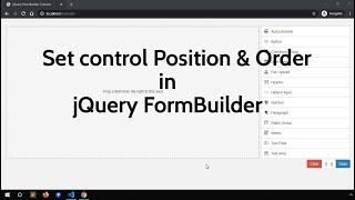 Set Control Order and Position in jQuery formBuilder  | Create Form Drag and Drop jQuery formBuilder