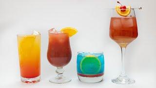 Топ 4 Безалкогольных коктейля (Blue Galaxy, Tropical Sunrise, Cherry Spritz, Summer Grape)