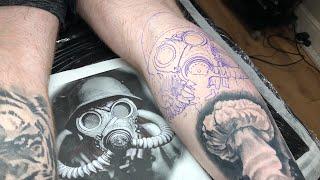 LIVE TATTOO: GAS MASK, WAR THEME