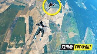 Friday Freakout: Skydiving Meat Missiles Nearly Collide at High Speed!