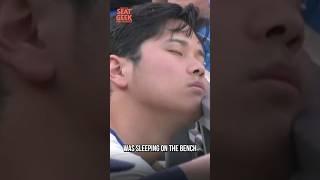 Shohei Ohtani fell asleep in the dugout during Yankees-Dodgers #yankees #dodgers #mlb