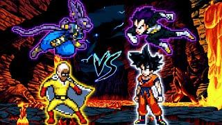 Accurate Saitama & Beerus V3 VS Vegeta OP & Goku TTA(Moro Arc) in Jump Force Mugen