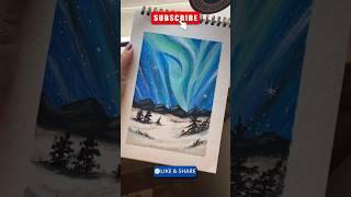 Northern lights Aurora drawing #shorts #youtubeshorts #trending