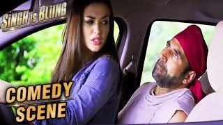 Amy Jackson Sits On Akshay Kumar's Lap In A Car | Comedy Scene | Singh Is Bliing | Lara Dutta | HD