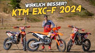 KTM 450 EXC-F 2024 im Vergleich mit dem Racebike von 2023 und einer modifizierten 2024er KTM.