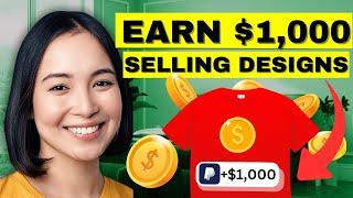 EARN $1,000 PER MONTH Selling T-Shirt Designs Online (Make Money Online 2025)