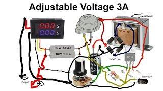 How to make Adjustable voltage by transformer 3A with transistor 2N3055