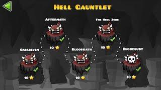 GEOMETRY DASH HELL GAUNTLET (All Levels 1-5) (Fan-Made) | Demon Gauntlet Levels | Geometry Dash 2.2