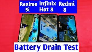 Realme 5i Vs Redmi 8 Vs Infinix Hot 8 Battery Drain Test