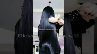 Ella ama su largo cabello negro  #haircare #hair #fyp