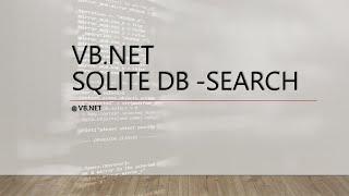 VB.net sqlite connect database search sample