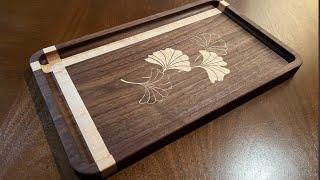 Charcuterie Tray with Ginkgo Leaves || CNC Inlay || Making Process || Wood Inlay