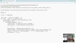 Python: Read current directory recursively print file paths as html links.