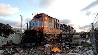 Таймлапс: слом тепловозов Ц36-7и 1 / Timelapse: scrapping of GE C36-7i locos