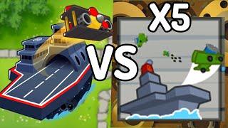 BTD6 Carrier Flagship VS. 5 BTD5 Aircraft Carriers