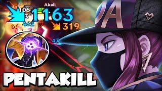 AKALI INSANE BURST DAMAGE (PENTA KILL) - BUILD & RUNES - WILD RIFT GAMEPLAY