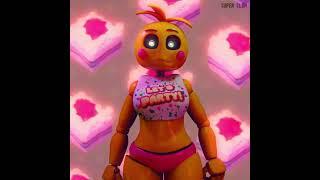 Stylized Toy Chica tries to feel if it's soft or not