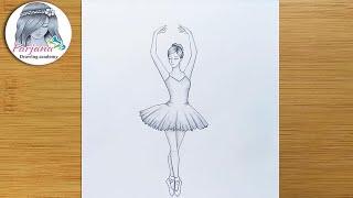 How to draw a dancing girl - pencil sketch || Easy dancing girl drawing  || dans eden kız çizim