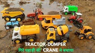 Crane Saves Tractor and Dumper from BIG Hill Accident