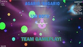 Agar.io/Bagar.io Team Gameplay 100 Bots in Party! Split run,many splits and + Tricksplits