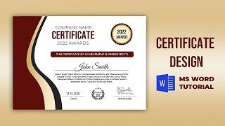 How to make Certificate Design in Microsoft word | MS Word Certificate Design Tutorial