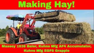 Massey 1838 Kuhns AF4 Accumulator And EGF8 Bale Grabber In Action! #151