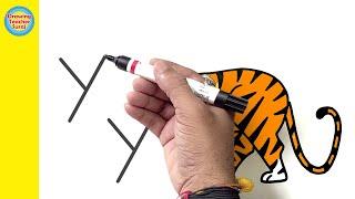 Tiger Drawing Most Simple Ever..