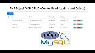 PHP Mysql OOP CRUD (Create, Read, Update and Delete)