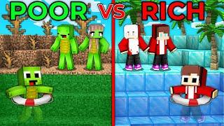 Maizen FAMILY Rich vs Mikey FAMILY Poor VACATION BATTLE in Minecraft! - Parody Story(JJ TV)