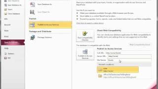 In Access: Publish a web database
