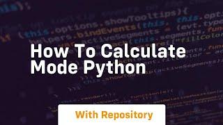 how to calculate mode python