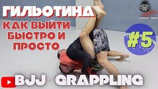 BJJ - Как выйти из ГИЛЬОТИНЫ в позиции Гард. Техника БЖЖ и Грэпплинга #ТренерТема​ Vol 5