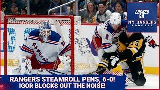 Rangers DEMOLISH Penguins 6-0 on Opening Night! Igor Shesterkin blocks out the noise (and the puck)!