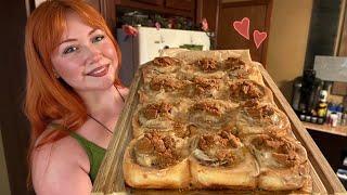 ASMR Baking Cookie Butter Cinnamon Rolls (Close Whisper, Rainy Ambience)