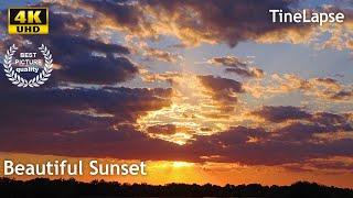 Very Beautiful Sunset with Clouds ▶ Timelapse 4k video footage 2160p. Piano music