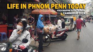 Today's life in Phnom Penh, the daily routine of people in the markets / 2024 / 4K /