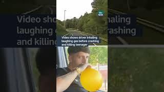 Video shows driver inhaling laughing gas before crashing and killing teenager #uk #crime #crash