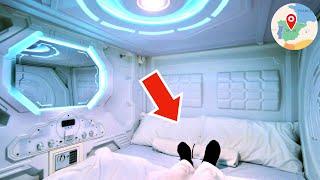 Staying Overnight at a Private CAPSULE HOTEL  $36 Large Bed Room  Madrid, Spain  Travel Vlog