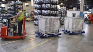 FlexQube industrial tugger carts together with Raymond tugger