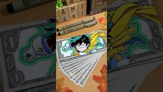 Drawing Midoriya Izuku on a Dollar  - with Apps AR drawing  #shorts #drawing #myheroacademia