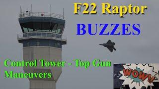 F22 Raptor does MULTIPLE TOP GUN AIRBOSS FLY BYS or BUZZES Control Tower - 4K Stunning Action Here